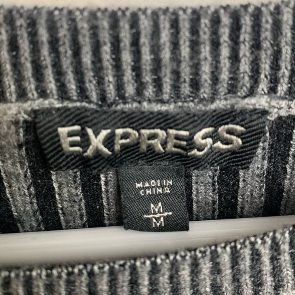 Express Gray Ribbed Cold Shoulder Long Sleeve Dre… - image 3